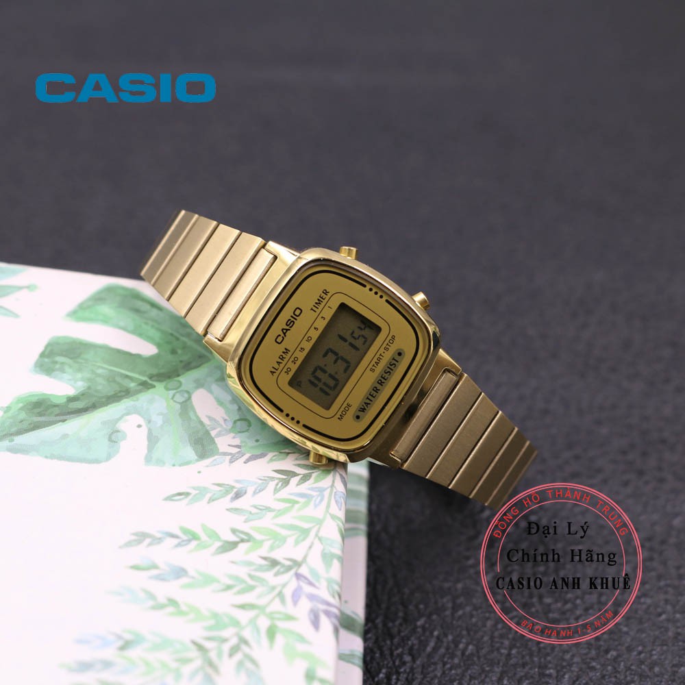 Đồng hồ điện tử nữ Casio LA670WGA-9DF dây kim loại