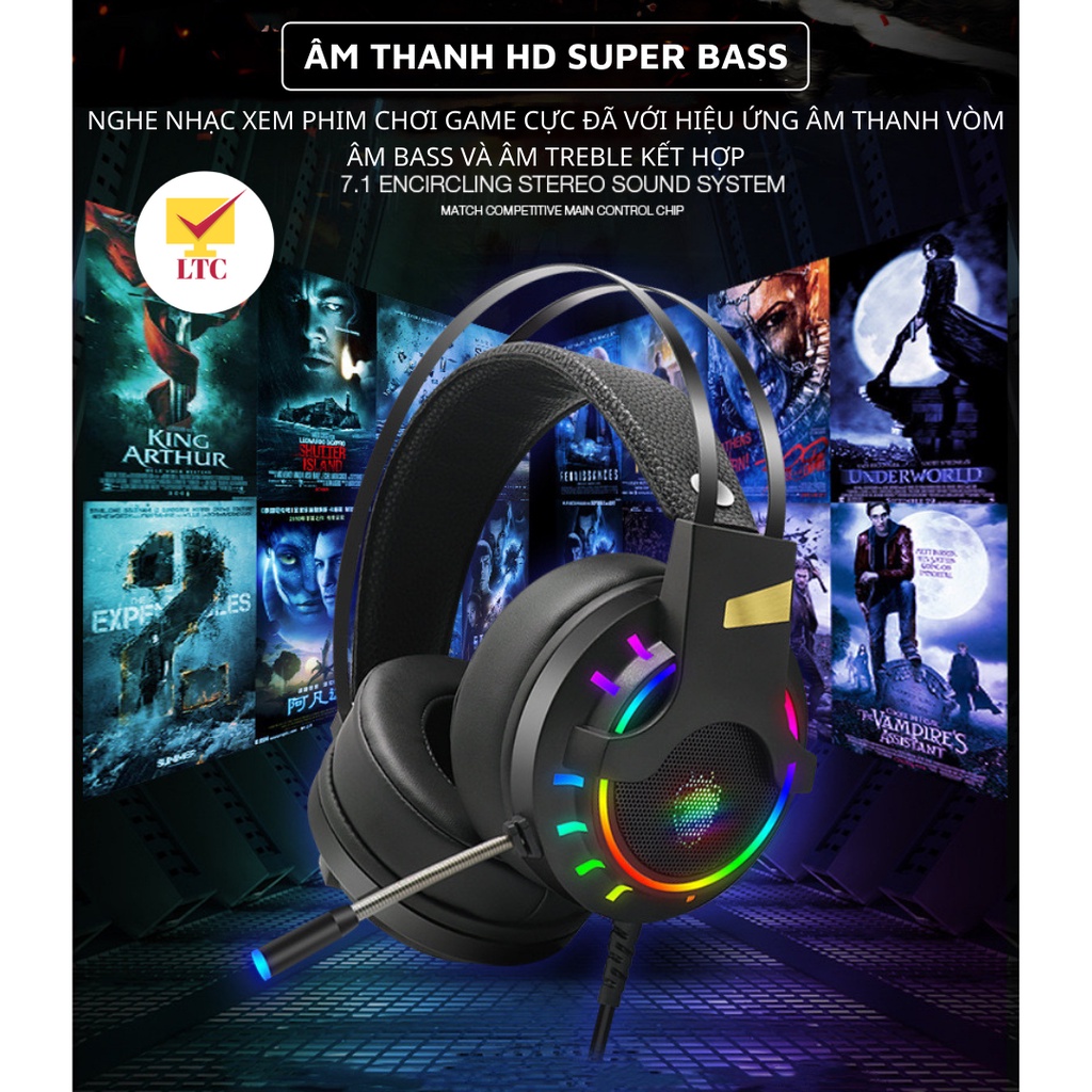 Tai nghe chụp tai gaming có dây LTC K3 PRO 2022 Hệ thống âm thanh SUPER BASS nghe nhạc chơi game cực đã, có micro cho Pc
