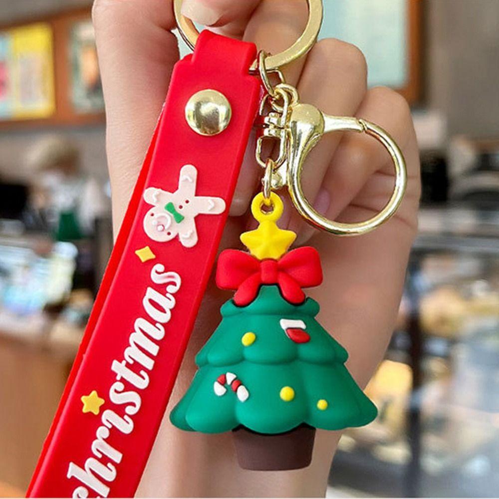 1 Móc Khóa Cao Su Hình Búp Bê Ông Già Noel Trang Trí Cây Thông Giáng Sinh Cho Bé Gái