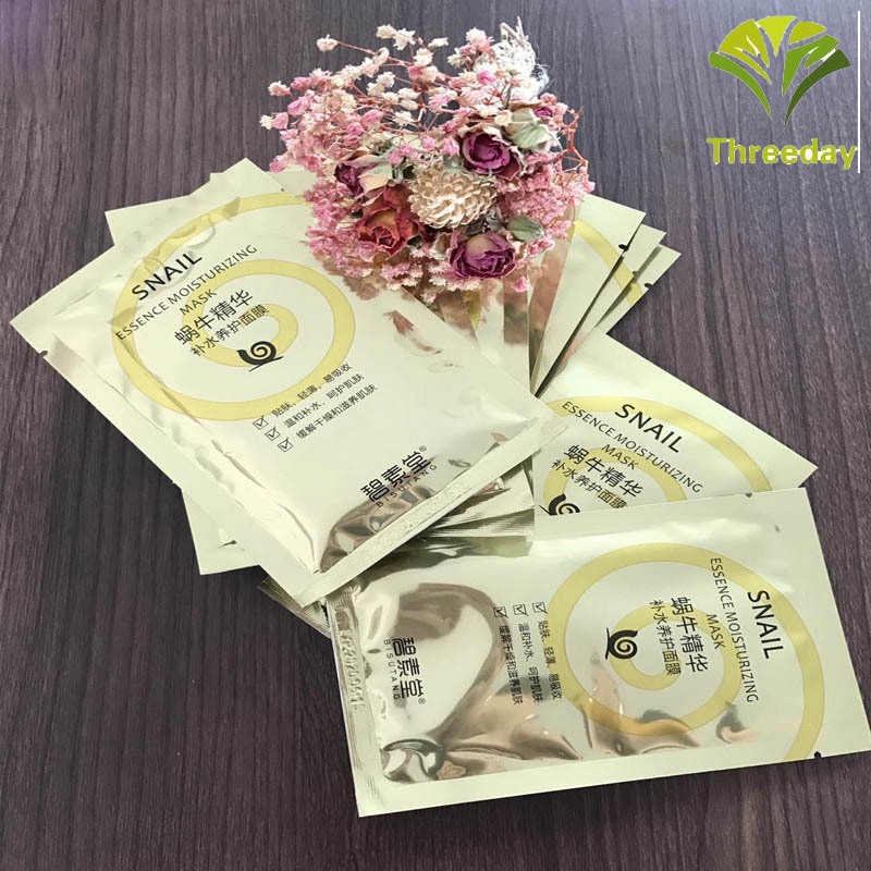 3D10Pcs Facial Mask Moisturizing Hydrating Anti-Aging Depth Replenishment Snail Essence Skin Care Whitening Mask for Wom