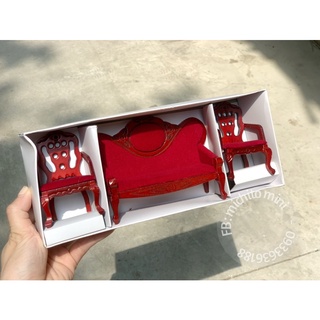 Set mô hình 3 ghế hoàng gia mini cho nhà búp bê