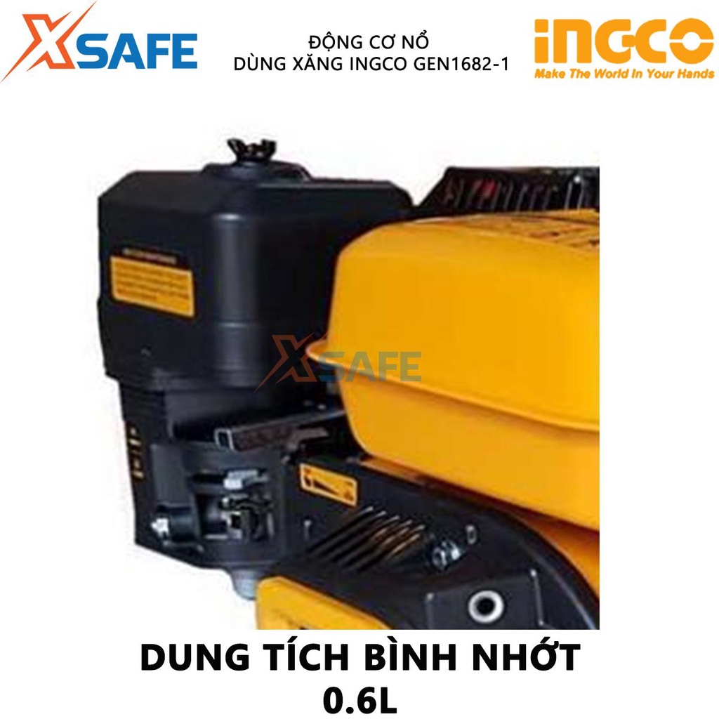 Động cơ nổ dùng xăng INGCO GEN1682-1 Máy nổ động cơ 4 thì OHV, đầu ra tối đa 6,5HP, bình nhiên liệu 3,6L - [XSAFE]