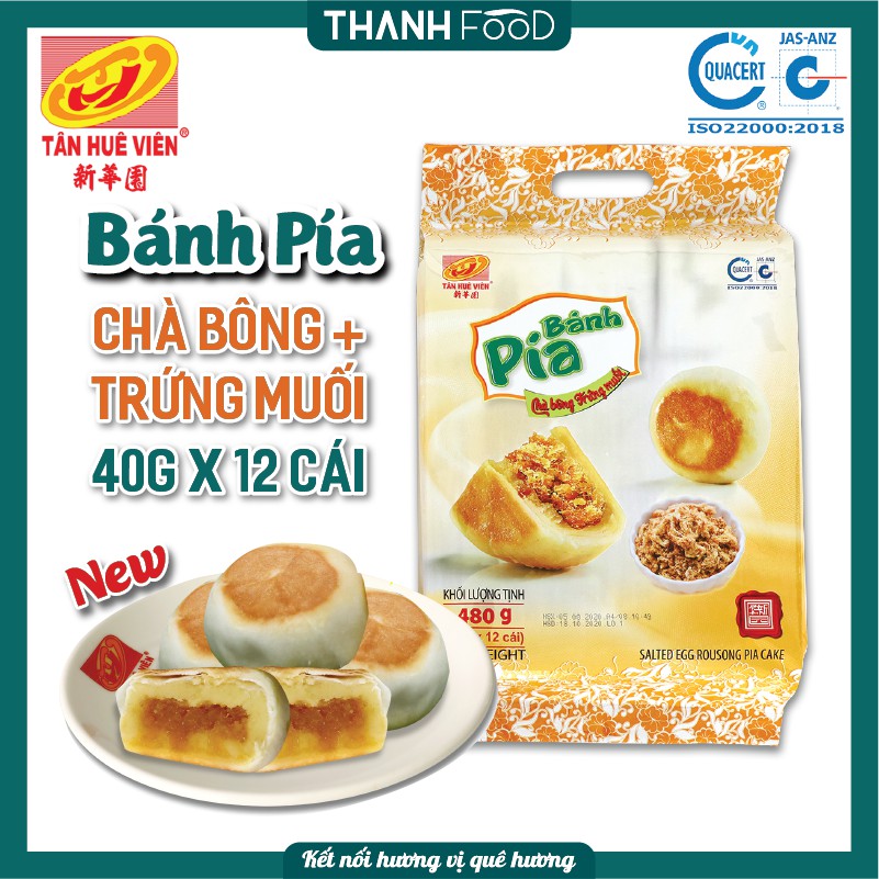 Bánh pía chà bông trứng muối Tân Huê Viên túi 12 bánh