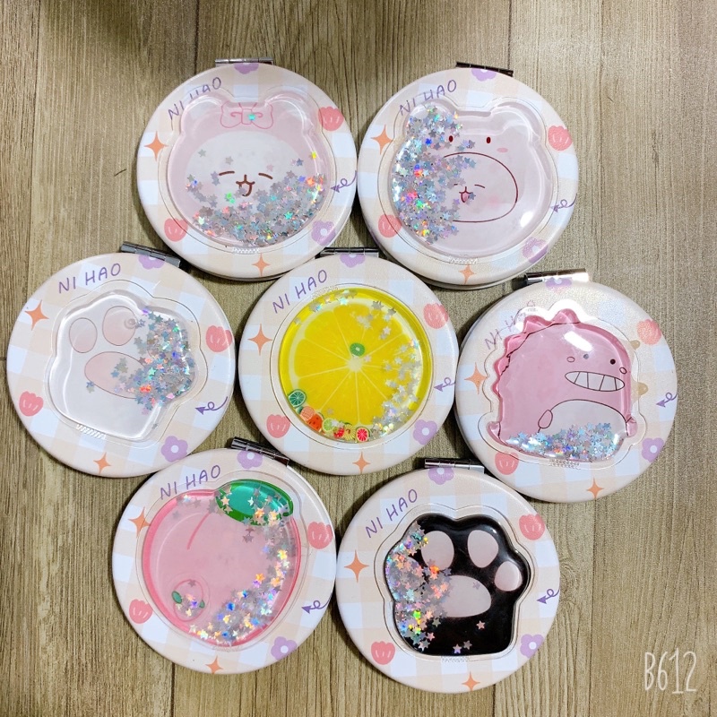 Gương mini hai mặt siêu xinh tròn nước nổi
