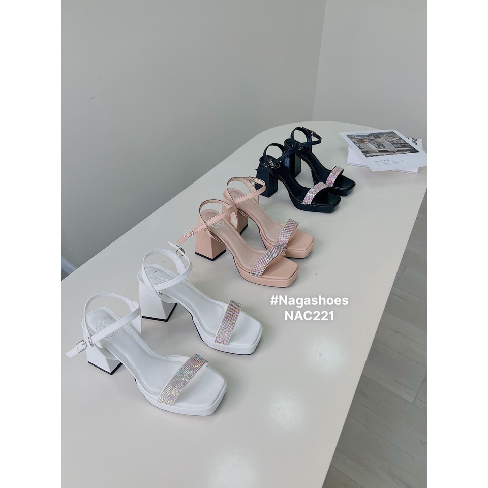 GIÀY CAO GÓT NAGASHOES ĐẾ ĐÚP QUAI ĐÍNH CƯỜM 9CM NAC221