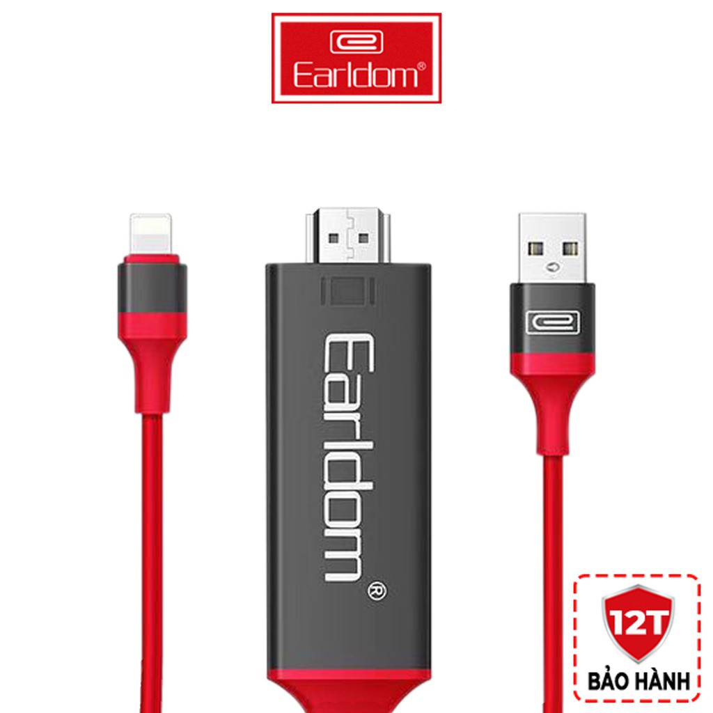 Cáp HDMI Chuyển Tín Hiệu Từ Cổng Lightning iPhone, iPad sang HDMI, Cáp ET-W5 Earldom Chính Hãng, BH 1 Đổi 1 Trong 12T