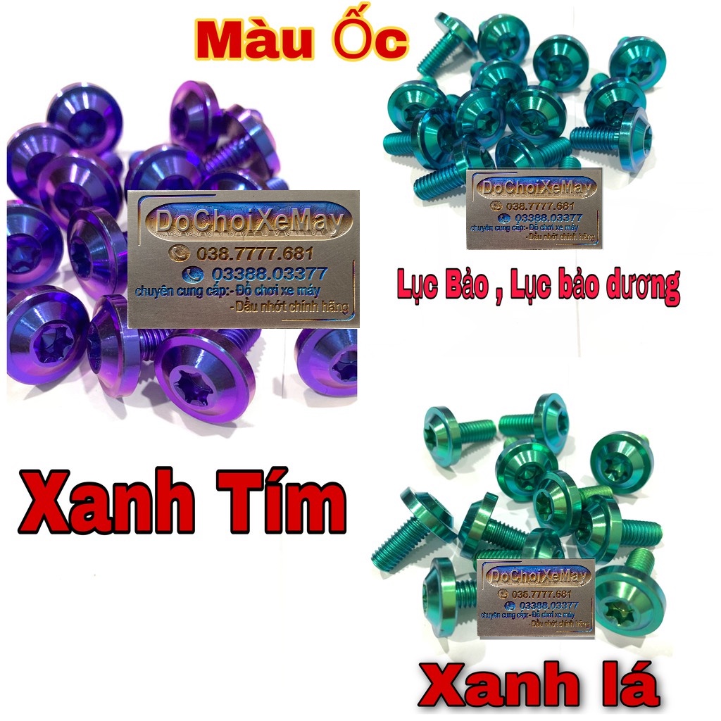Ốc 6li10 dù Titan Gr5 , ốc carte 6li bắt hộp xích , ốp sên , bắt nón bảo hiểm Sơn . DoChoiXeMay