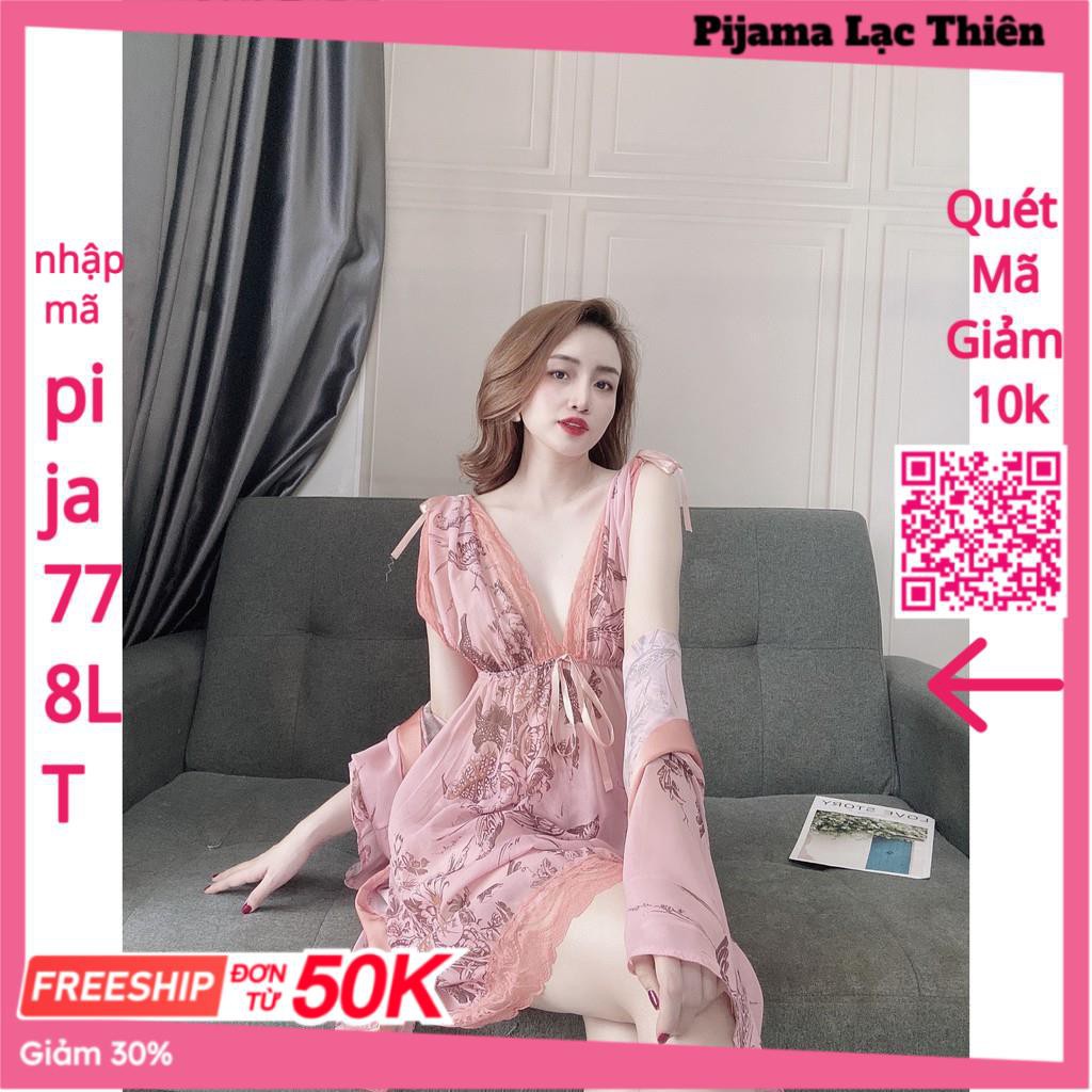 Váy Ngủ Xuyên Thấu Nữ, Set Đồ Ngủ Sexy 3 Món ( Váy Ngủ, Áo Choàng Kèm Quần ) , Đầm Ngủ Mặc Nhà Bigsize Chất Voan Tơ. | BigBuy360 - bigbuy360.vn