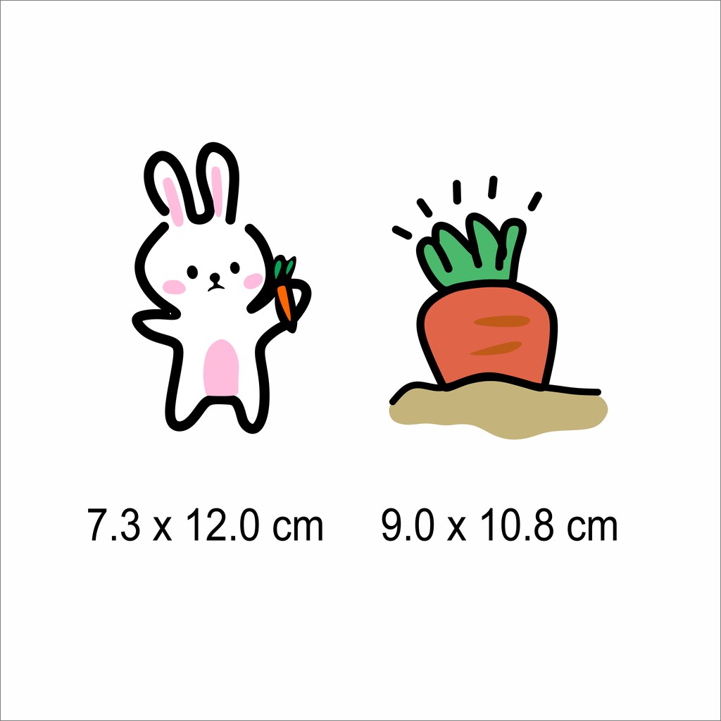 Hình ủi , hình ép nhiệt - combo 2 hình thỏ trắng và cà rốt áo đôi cuteeee