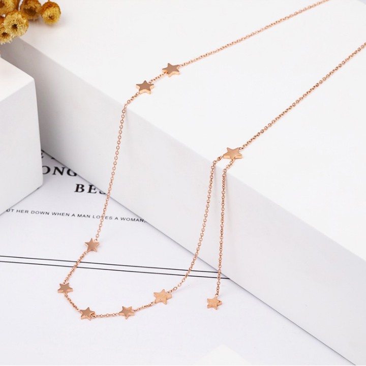 Dây chuyền nữ titan cao cấp chuỗi ngôi sao cách điệu siêu đẹp, bền màu, hợp thời trang