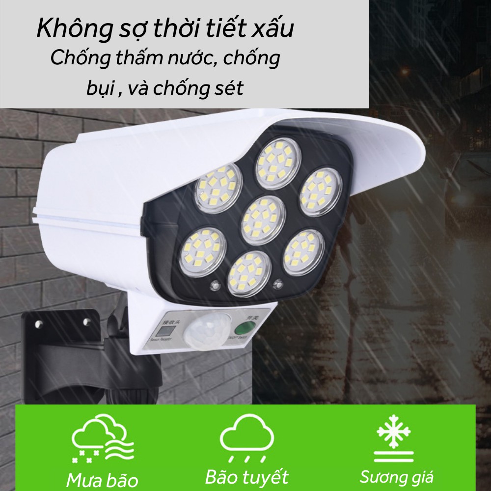 Đèn năng lượng mặt trời, Đèn led giả camera tự động bật tắt chống chộm, chống nước có điều khiển từ xa TIME HOME