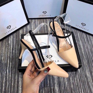 SALE SỐC Giày Cao Gót Nhọn Vimily Slingback 7p ( 3 Màu ĐEN-TRẮNG-NUDE ) Chất Lượng Cao