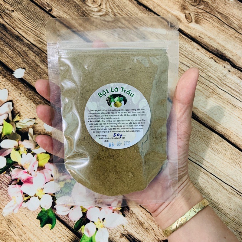 100gr Bột lá trầu không vườn trồng sạch xông hơ, đắp mặt nạ chăm sóc mẹ sau sinh