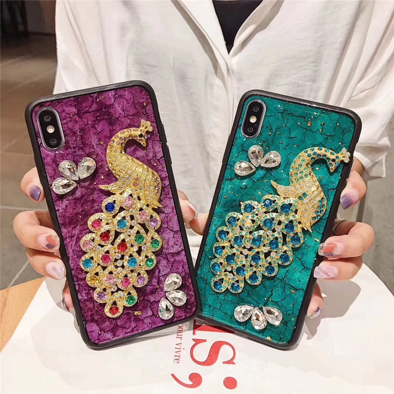 Gold Foil Peacock Case Vivo V15 Pro Y17 Y91 Y91i Y95 Y93s Y81 Y81i Y71 V9 V7 Plus V5 V5s Y67 Y55