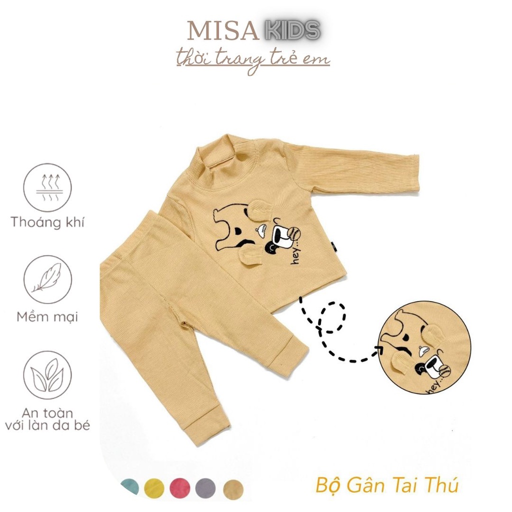 [Mimonri]BỘ LEN TĂM TAI THÚ cho bé trai bé gái [Hàng Mới Về] BỘ THUN GÂN THU ĐÔNG co giãn 4 chiều mềm mịn