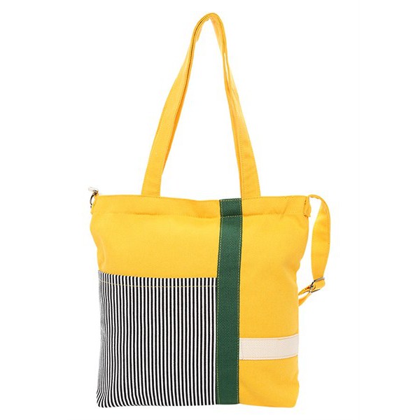 Túi Vải Tote Nữ Đeo Chéo Đeo Vai (33 x 36.5 cm) - Yellow striped