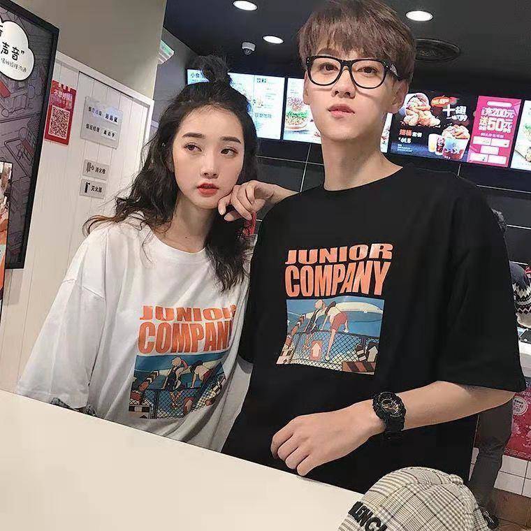 Women's Round Collar Summer Schoolgirl Korean Version Printed Removable Short Sleeve T-shirt Simple