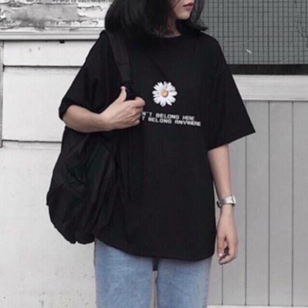 Áo thun tay lỡ unisex form rộng phông Hoa Cúc Nhỏ nam nữ cuons hút KMG