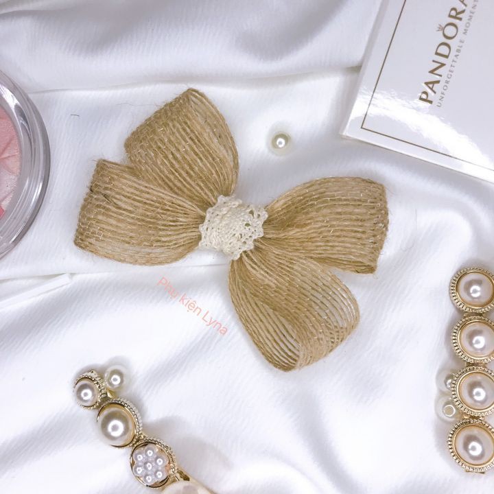 Kẹp tóc nơ cói xinh xắn