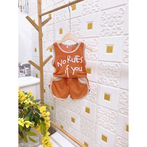 Đồ bộ quần áo ba lỗ cho bé vải cotton đũi chạy viền quần AM557