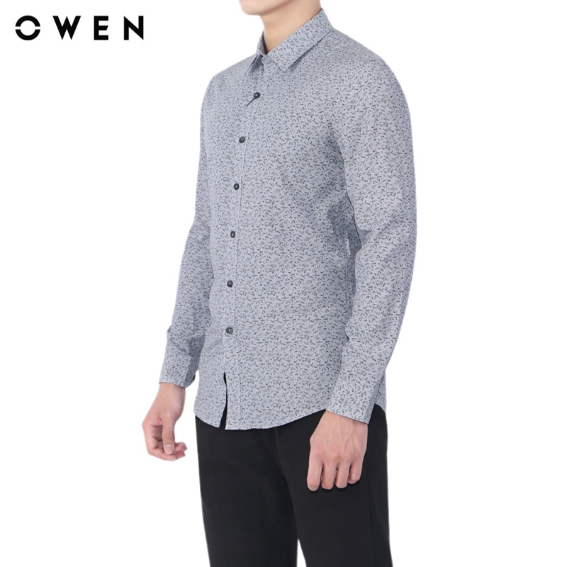 Áo sơ mi dài tay nam Owen Bamboo Slim Fit Xám hoạ tiết - AS20871D