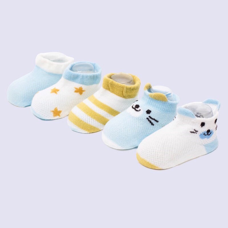 Set 5 đôi tất Mèo Kid's Socks Robibabi, chất cotton Hàn Quốc mềm mịn an toàn cho trẻ sơ sinh Mozio store