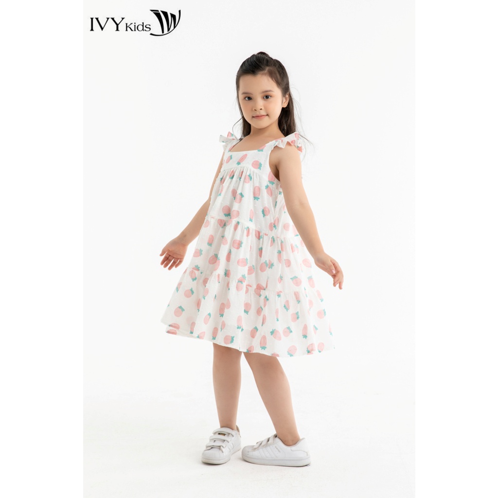 Đầm babydoll vai phối bèo bé gái IVY moda MS 41G1490