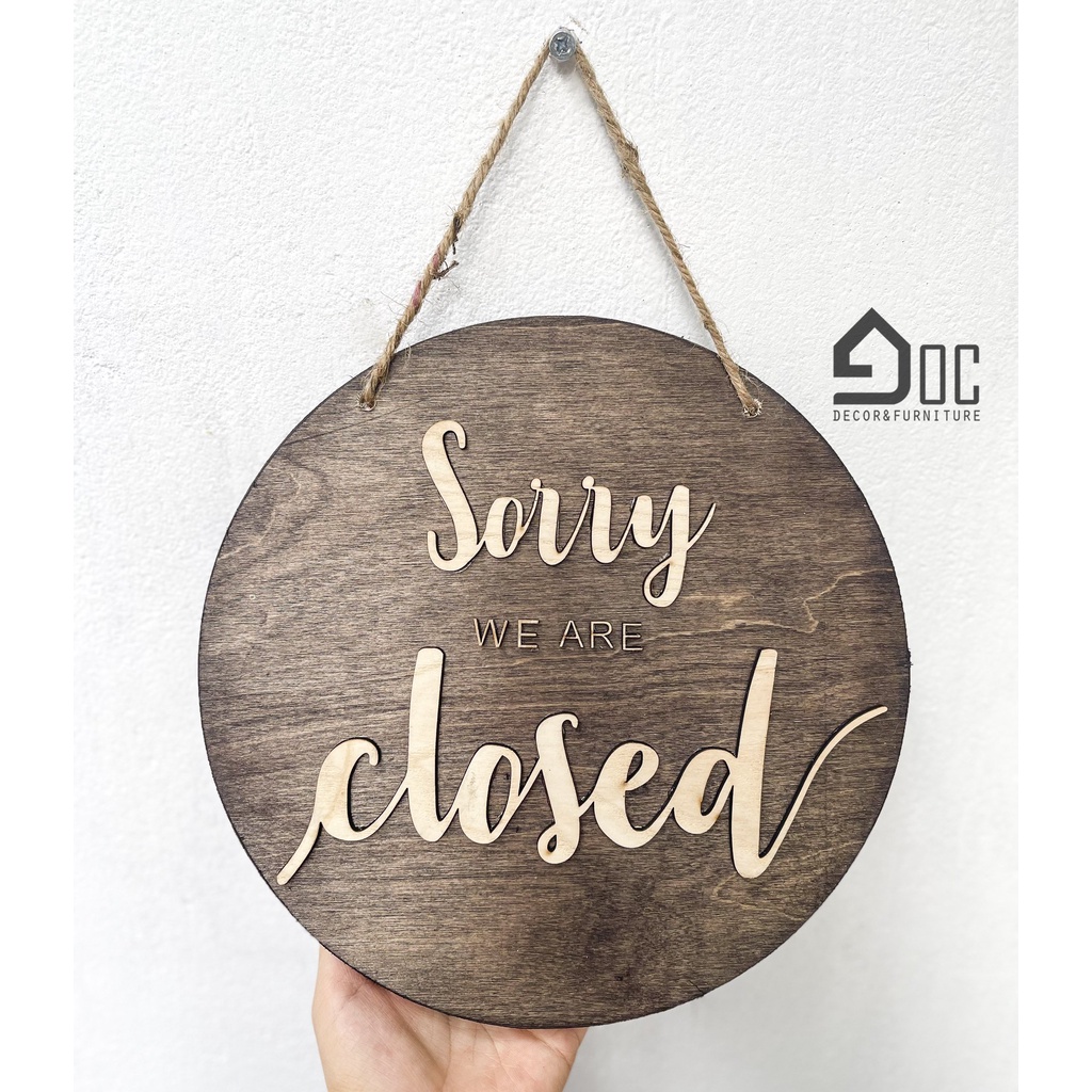 Biển Bảng Gỗ Hình Tròn Welcome Open Closed Mộc Mạc Treo Cửa Hàng, Quán Coffee Góc Decor