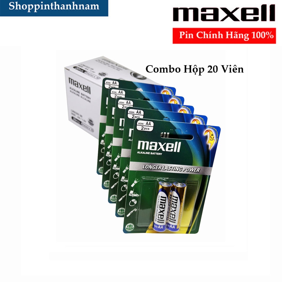 Hộp 20 viên (10 vỉ) Pin AA / Pin AAA Maxell alkaline chính hãng