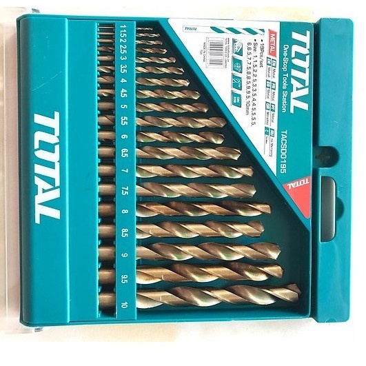 Total Bộ 19 mũi khoan kim loại HSS 1-10mm TOTAL INGCO TACSD0195 AKDB1195