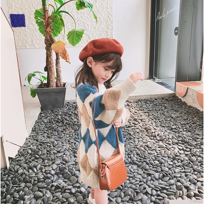 Áo khoác cardigan tay dài cổ chữ V phối nút dễ thương thời trang thu đông cho bé gái 6-15 tuổi