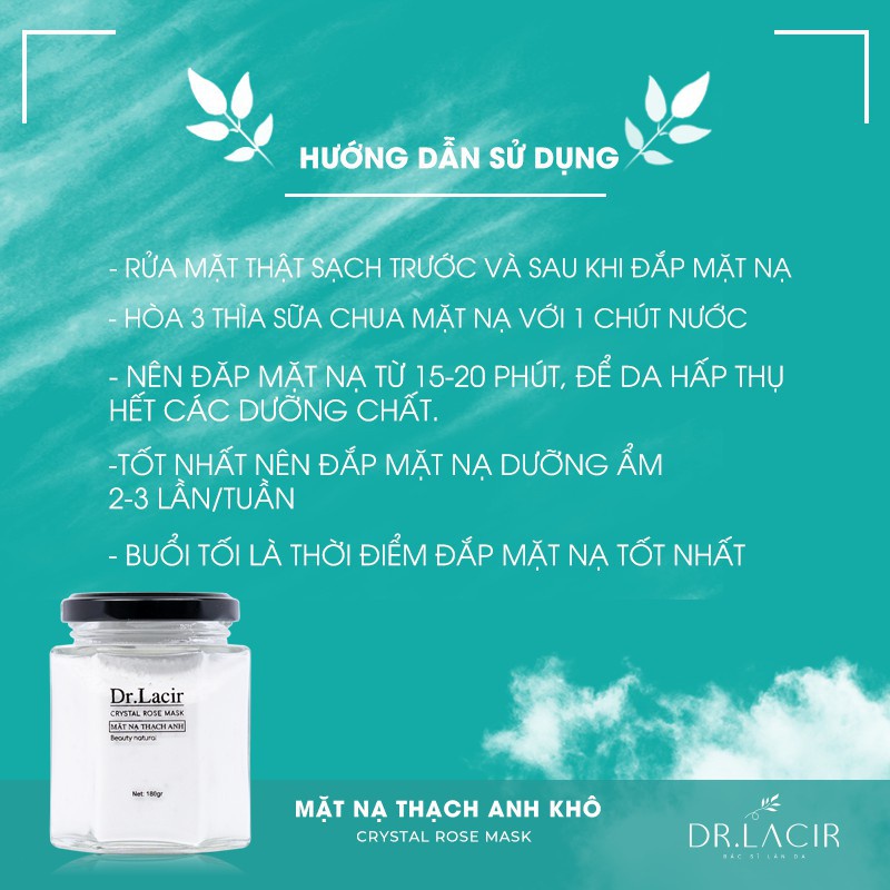 Mặt nạ thạch anh khô Dr. Lacir mặt nạ dưỡng trắng làm dịu da hiệu quả LM06