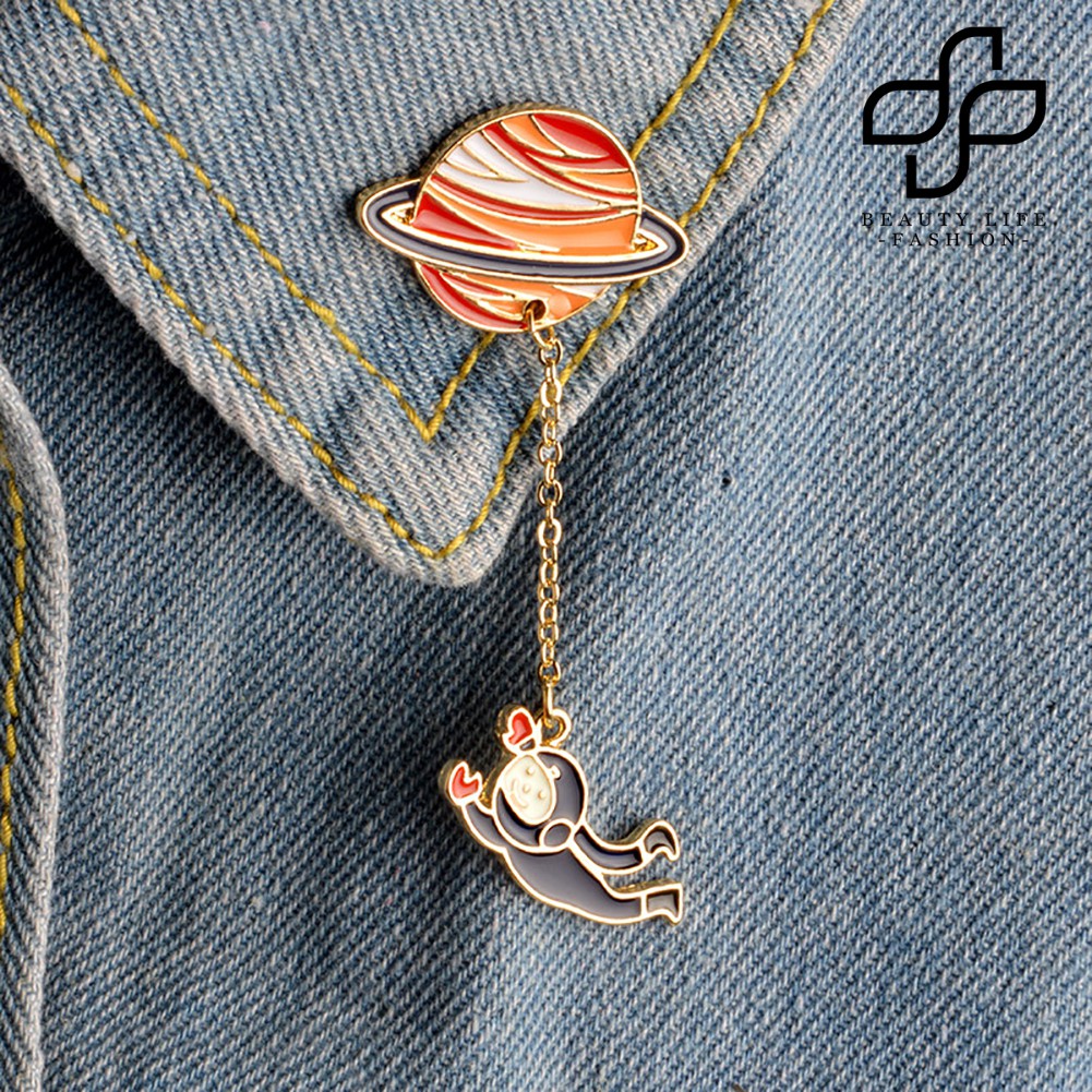 Ghim cài áo hình hành tinh phi hành gia unisex thời trang