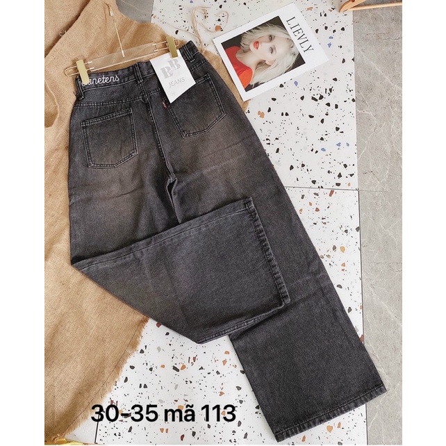 Quần Baggy Jean Nữ Bigsize Đến 80kg Lưng Cao Thêu Chữ