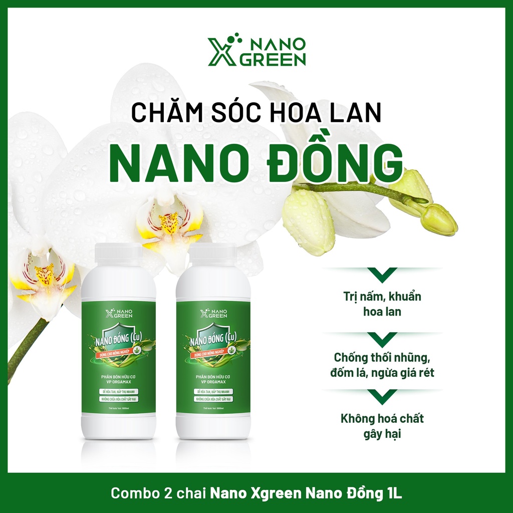 Nano đồng Nano Xgreen cung cấp vi lượng, bổ sung dưỡng chất phục hồi cây, chống giá rét (combo 2 chai 1000ml)