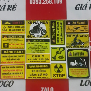 TEM CẢNH BÁO COMBO 14 TEM DÁN XE DECAL 3 LỚP CHỐNG NƯỚC