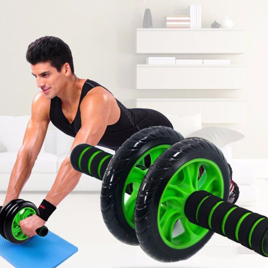 Dụng cụ tập gym thể dục thể thao con lăn tập bụng 2 bánh, Máy tập cơ bụng con lăng tập gym ab tại nhà (Tặng thảm)