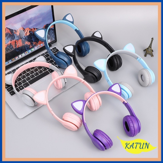 Tai Nghe Con Mèo Dễ ThươngTai Nghe Bluetooth 5.0 Có Đèn Led  Tai Nhe Có Chụp Tai Có Mic Âm BAss Mạnh( Bảo Hành