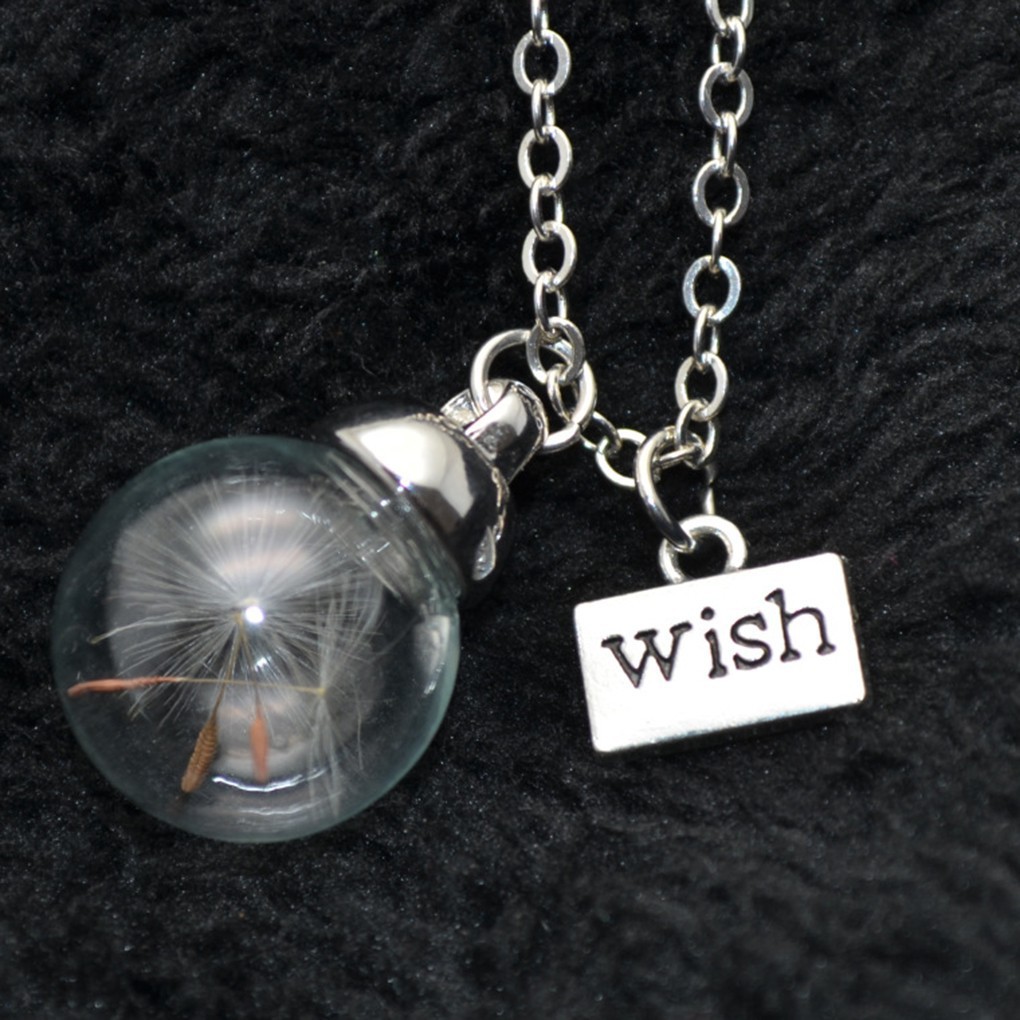 Dây chuyền mặt quả cầu thủy tinh đựng hạt bồ công anh