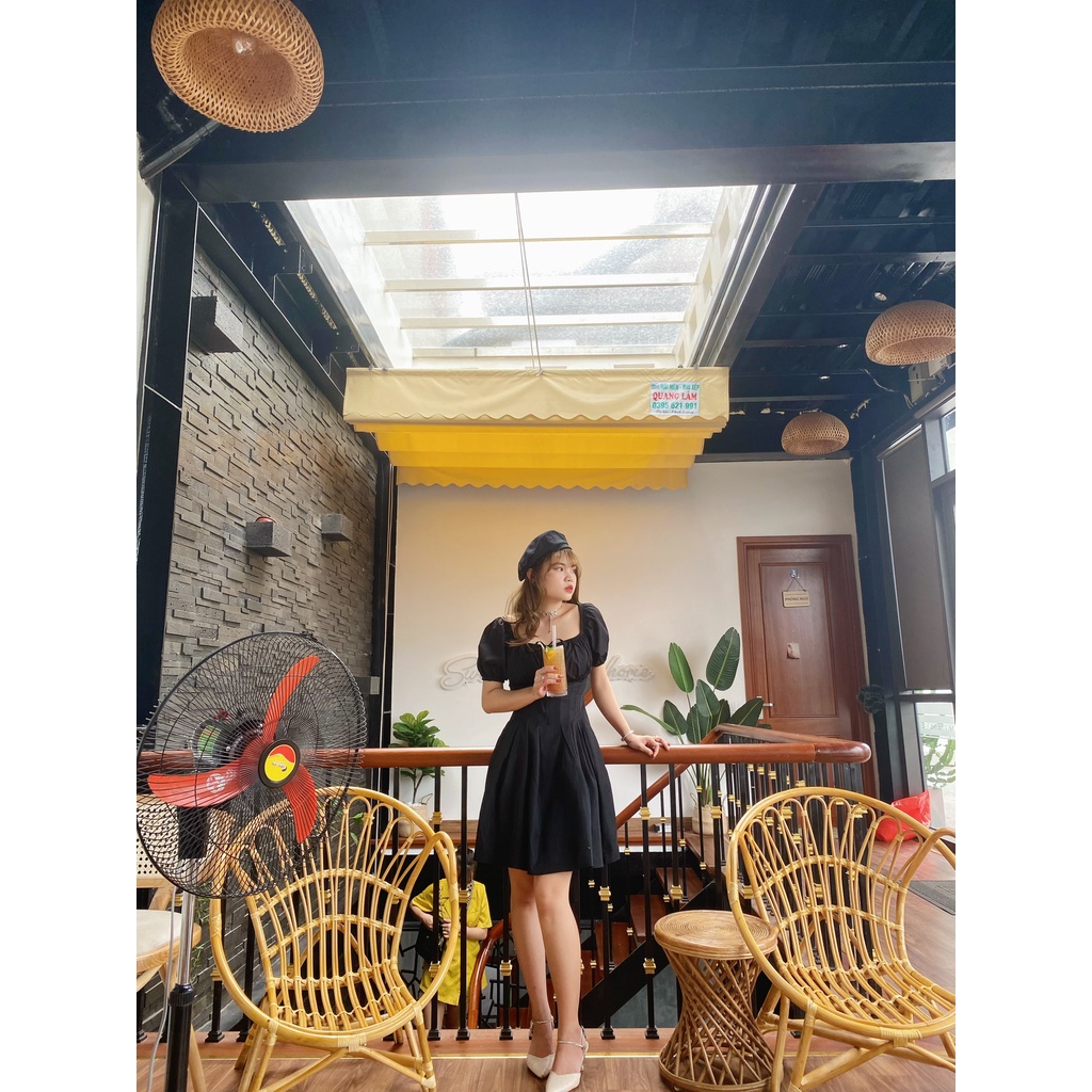 Đầm trễ vai Nơ ngưc MAY ĐO THEO YÊU CẦU , đầm bẹt vai cột cổ. Có Size S M . cổ vuông tiểu thư.