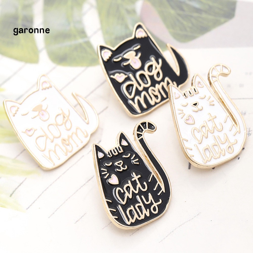 GA_Fashion Women English Letter Dog Mom Cat Lady Badge Brooch Pin Clothes Jewelry
