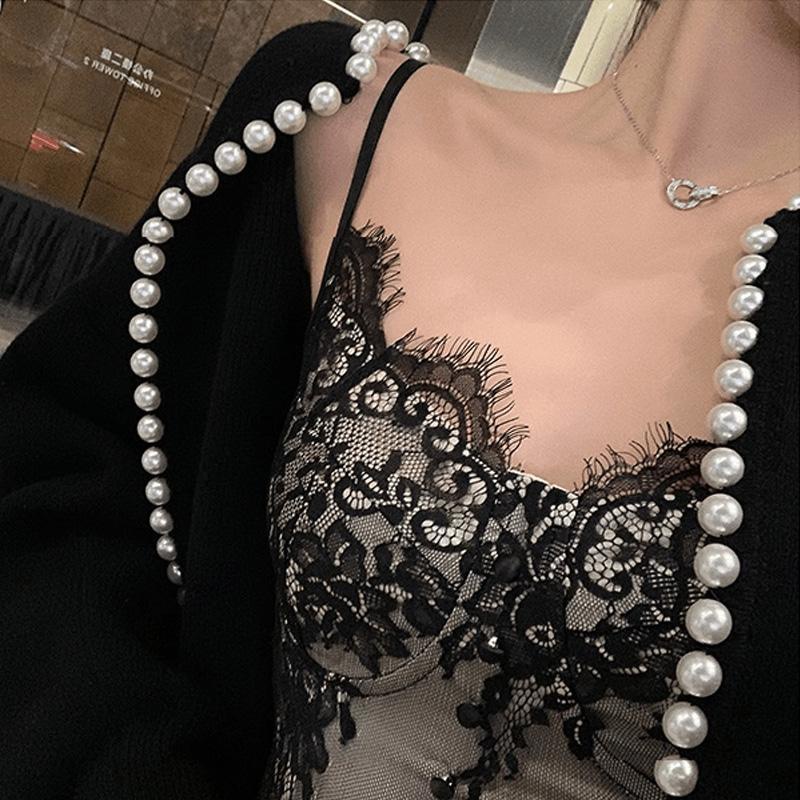 DUNEA Áo Hai Dây Phối Ren Có Miếng Đệm Ngực 3.8 Thời Trang Quyến Rũ Cho Nữ