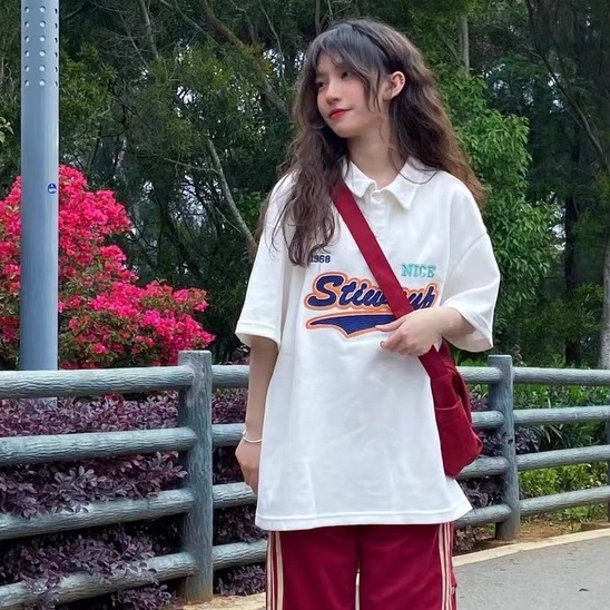 Áo Polo Tay Lỡ Form Rộng Stiw, Áo Phông Nữ Chất Cotton Lên Form Đẹp Freesize