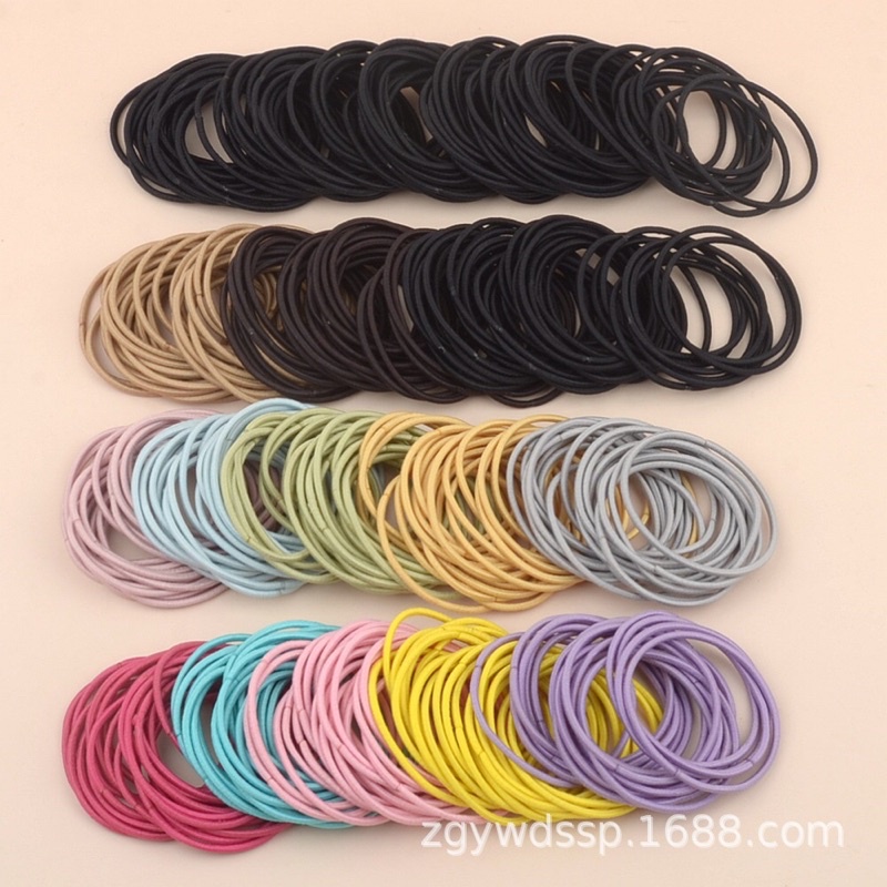 Hộp 100 dây buộc tóc đơn giản dành cho nữ