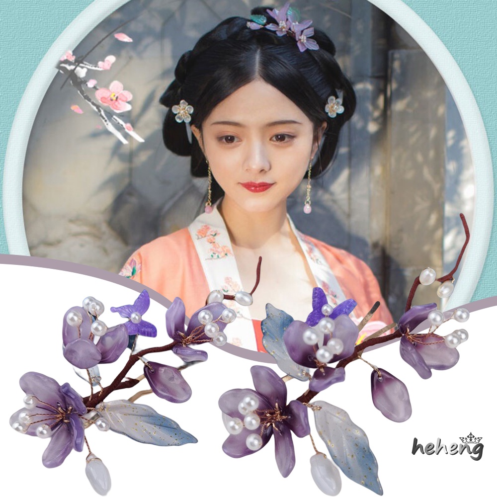 Nĩa Cài Tóc Đính Ngọc Trai Nhân Tạo Màu Sắc Retro