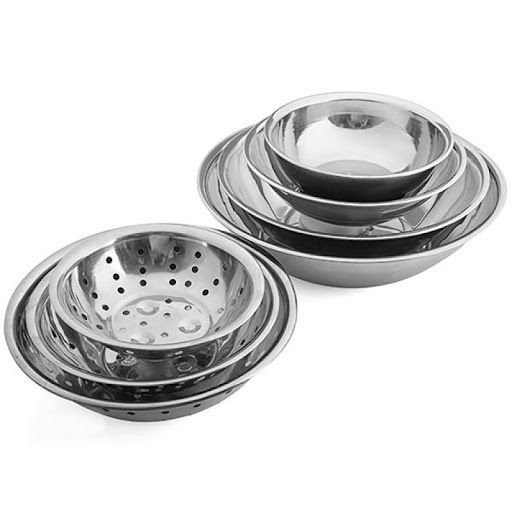 BỘ THAU RỔ INOX - SET 5 MÓN RỔ VÀ THAU INOX CAO CẤP
