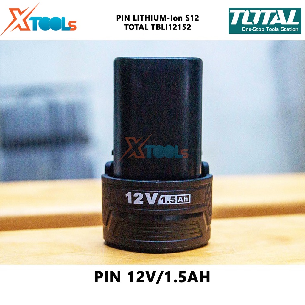 Pin Lithium-Ion S12 TOTAL TBLI12152 | Pin sạc Lithium S12 Pin 12V/1.5Ah Phù hợp cho tất cả dòng sản phẩm dùng pin S12 dù