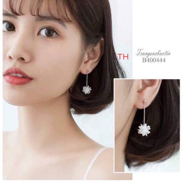 Bông tai bạc dáng dài bông tuyết nhỏ xinh