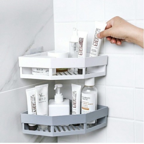 Kệ Góc Tam Giác Nhựa Dán Góc Tường Đa Năng Cho Bếp &amp; Nhà Tắm - Kanta store
