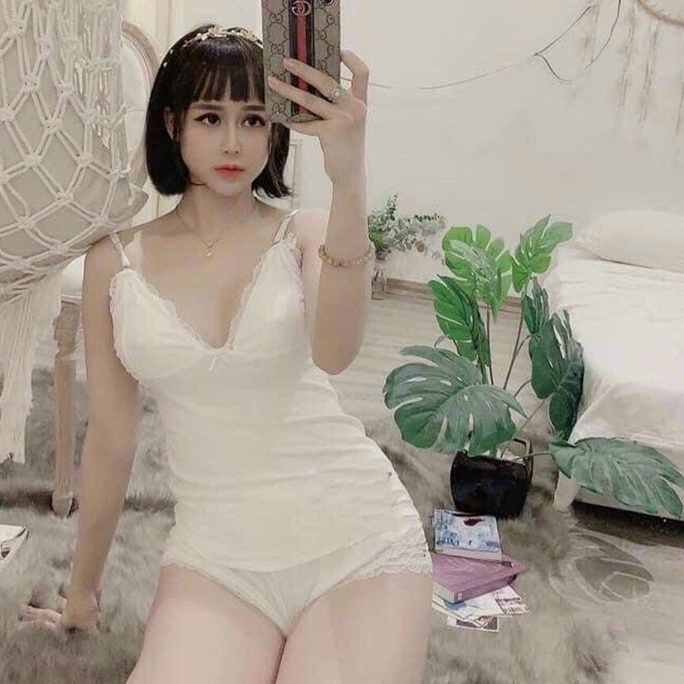 Đồ Ngủ Sexy Đồ Ngủ 2 Dây Viền Ren Chất Liệu Thun Borip Cao Cấp Freesize 40-60kg - CN007 CINY | BigBuy360 - bigbuy360.vn